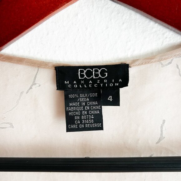 VINTAGE Y2K 90s BCBG MAX AZRIA Pink Slip Dress With Embroidered Silk Overlay - Picture 6 of 8